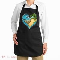 Heart-Shaped Ocean Beach Palm Tree Vacation Apron thumb 2