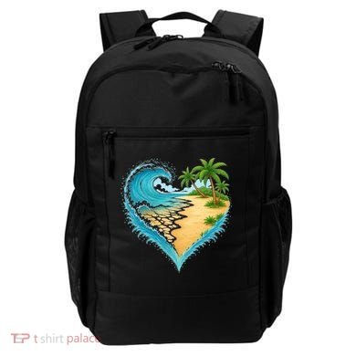 Heart-Shaped Ocean Beach Palm Tree Vacation Backpack