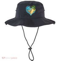 Heart-Shaped Ocean Beach Palm Tree Vacation Bucket Hat thumb 0
