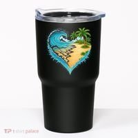 Heart-Shaped Ocean Beach Palm Tree Vacation Tumbler thumb 0
