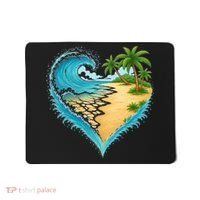 Heart-Shaped Ocean Beach Palm Tree Vacation Mousepad thumb 0