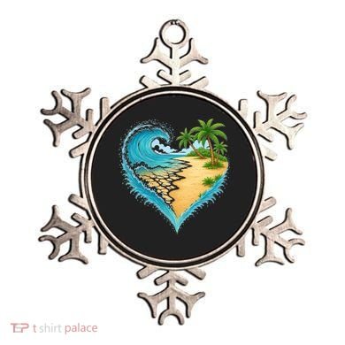 Heart-Shaped Ocean Beach Palm Tree Vacation Ornament