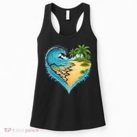 Heart-Shaped Ocean Beach Palm Tree Vacation Women's Tank Top thumb 0