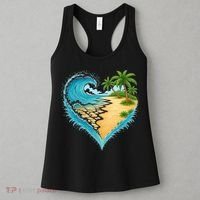 Heart-Shaped Ocean Beach Palm Tree Vacation Women's Tank Top thumb 3