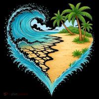Heart-Shaped Ocean Beach Palm Tree Vacation Baby Bodysuit thumb 2