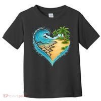 Heart-Shaped Ocean Beach Palm Tree Vacation Toddler T-Shirt thumb 0