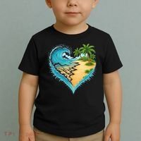 Heart-Shaped Ocean Beach Palm Tree Vacation Toddler T-Shirt thumb 2