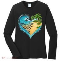 Heart-Shaped Ocean Beach Palm Tree Vacation Women's Long Sleeve Shirt thumb 0