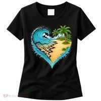 Heart-Shaped Ocean Beach Palm Tree Vacation Women's T-Shirt thumb 0