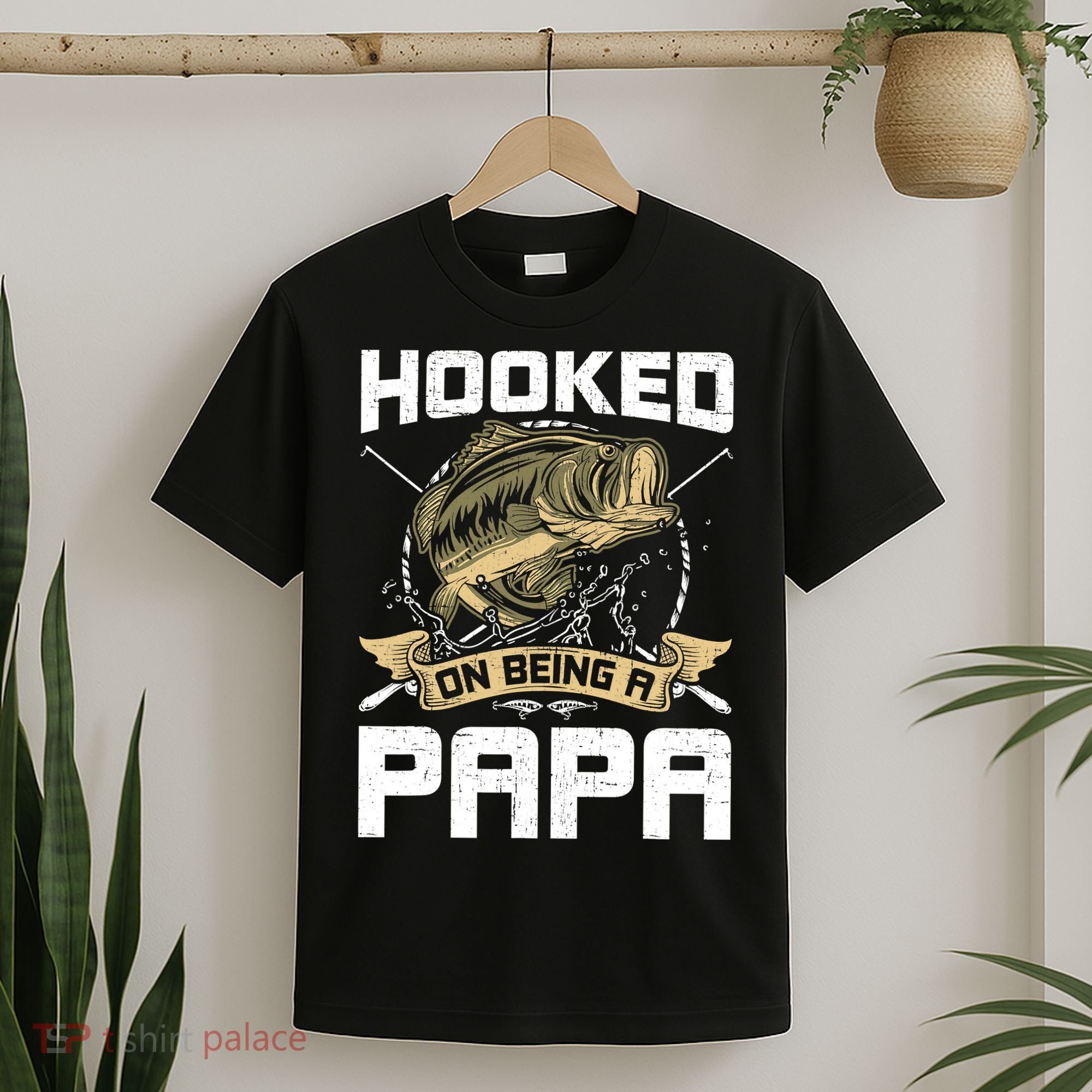 Hooked On Being A Papa Fly Fishing Grandpa T-Shirt