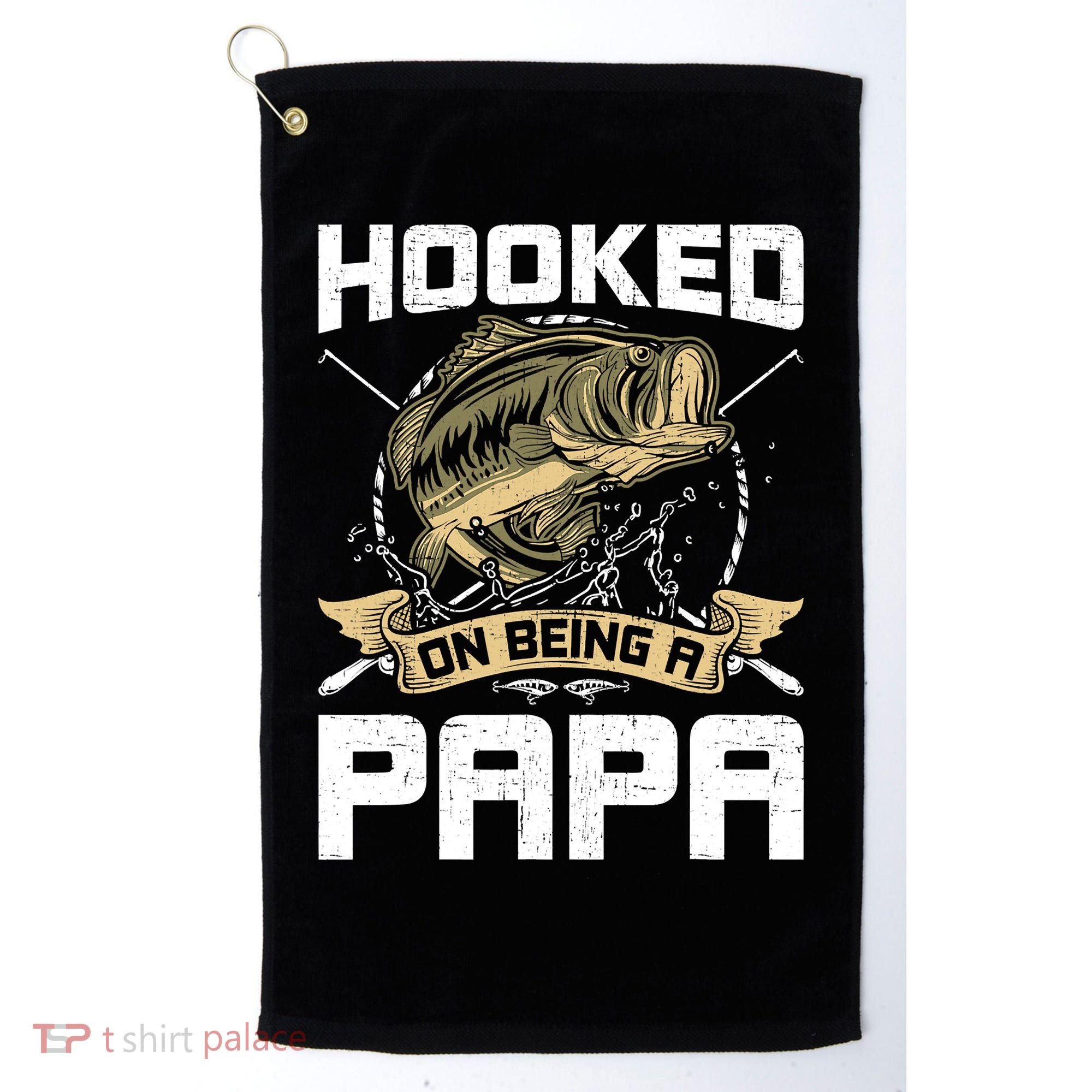 Hooked On Being A Papa Fly Fishing Grandpa Golf Towel