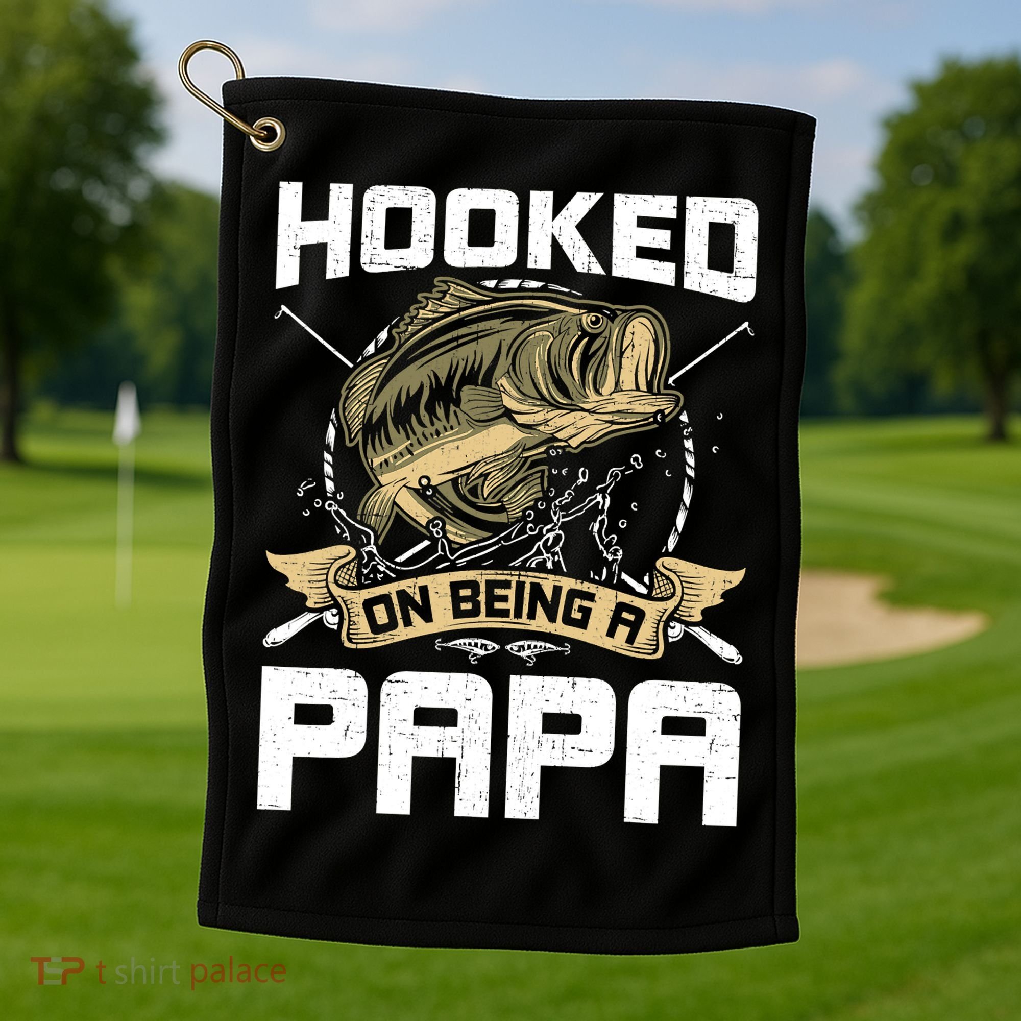 Hooked On Being A Papa Fly Fishing Grandpa Golf Towel