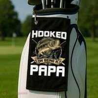 Hooked On Being A Papa Fly Fishing Grandpa Golf Towel thumb 2