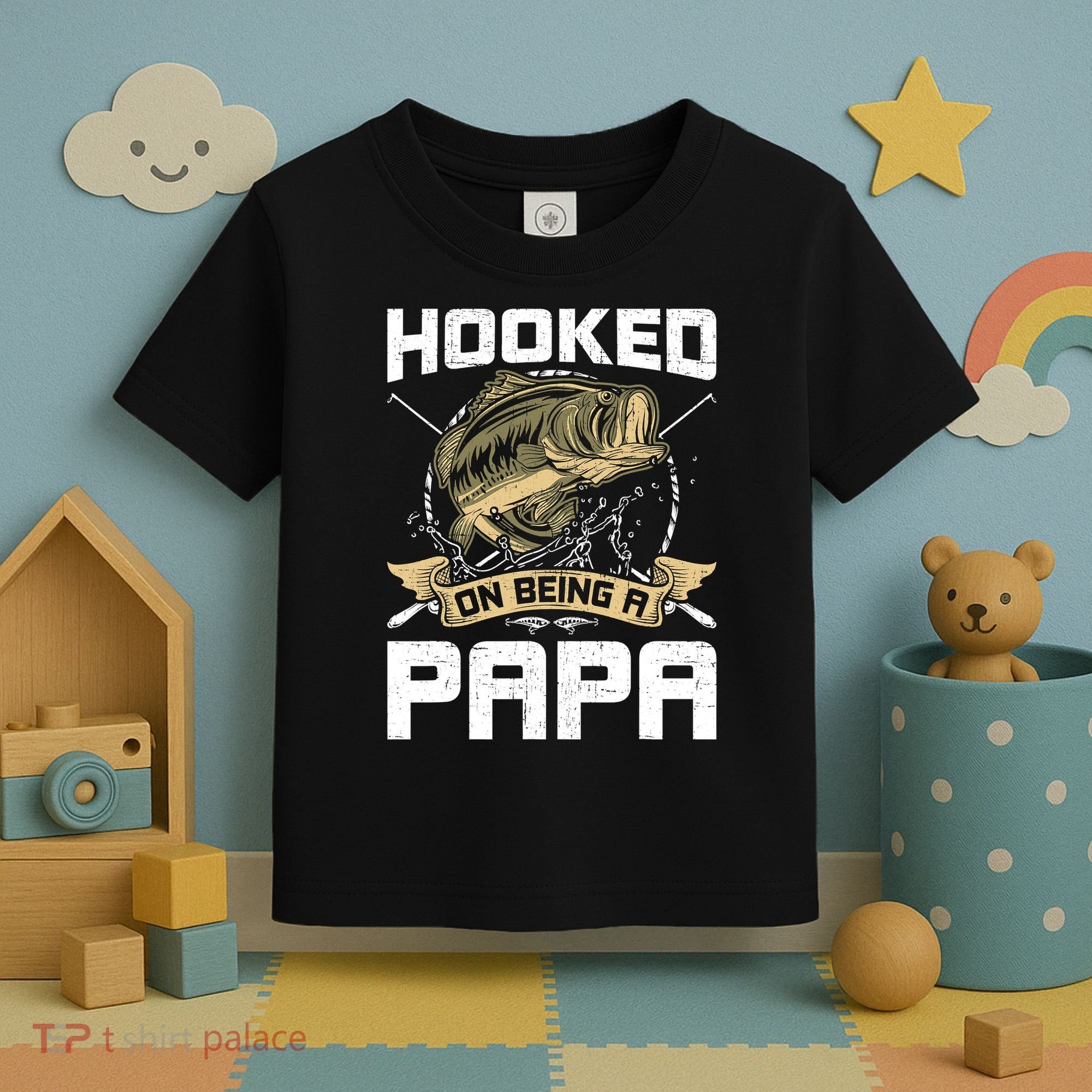 Hooked On Being A Papa Fly Fishing Grandpa Toddler T-Shirt