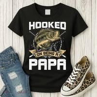 Hooked On Being A Papa Fly Fishing Grandpa Women's T-Shirt thumb 3