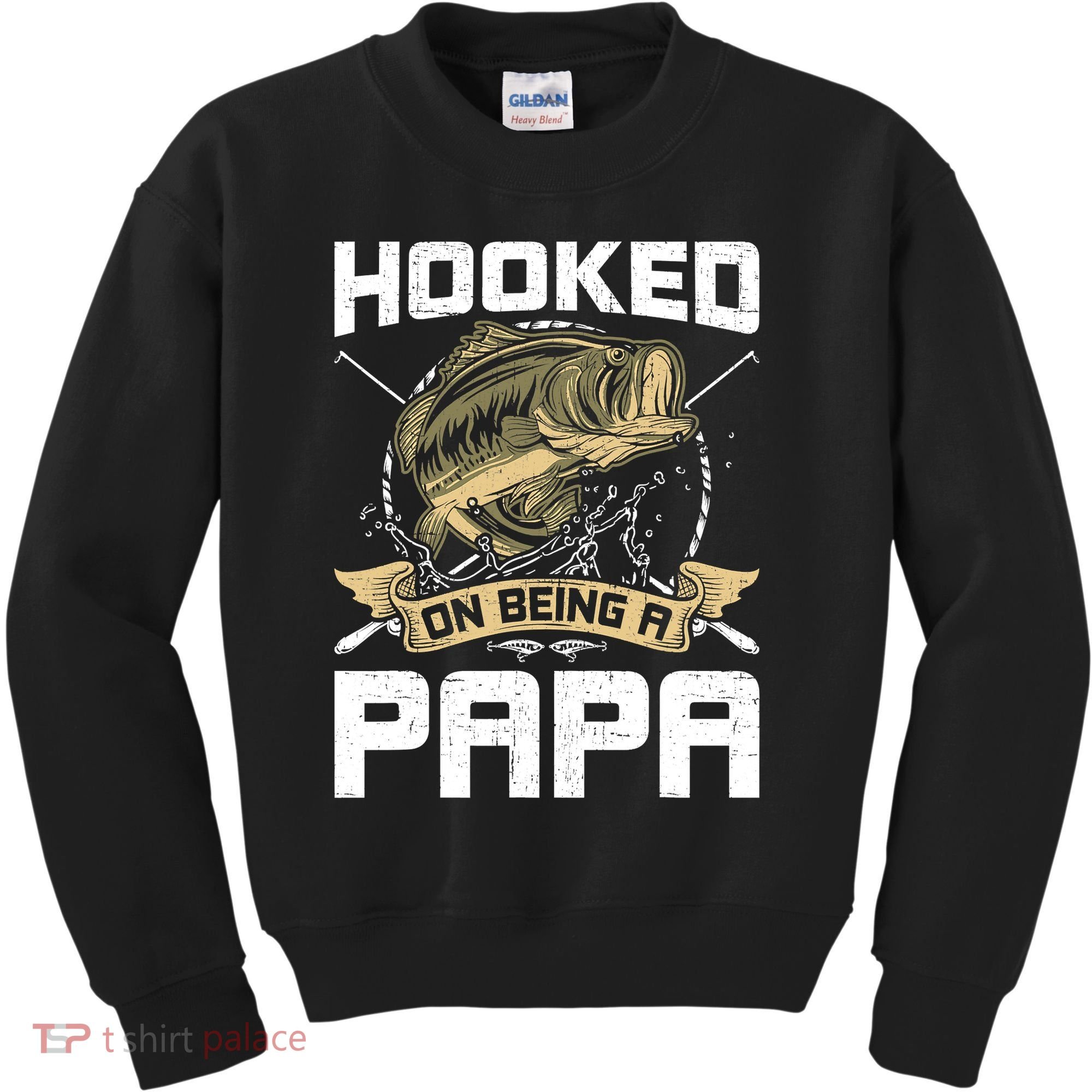 Hooked On Being A Papa Fly Fishing Grandpa Kids Sweatshirt