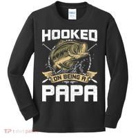Hooked On Being A Papa Fly Fishing Grandpa Kids Long Sleeve Shirt thumb 0