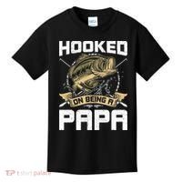 Hooked On Being A Papa Fly Fishing Grandpa Kids T-Shirt thumb 0