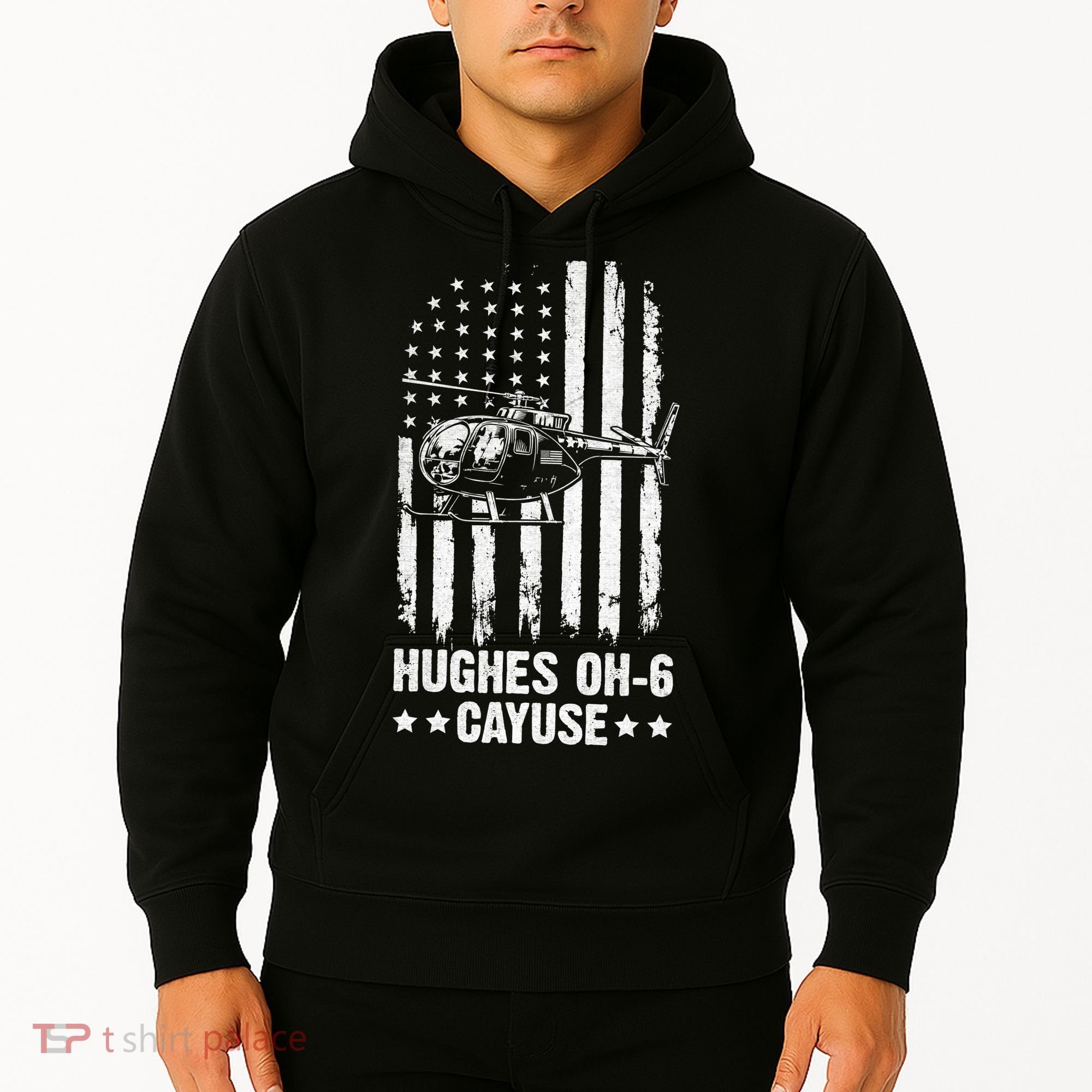 Hughes OH-6 Cayuse American Flag Helicopter Hoodie