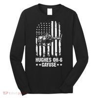 Hughes OH-6 Cayuse American Flag Helicopter Long Sleeve Shirt thumb 0