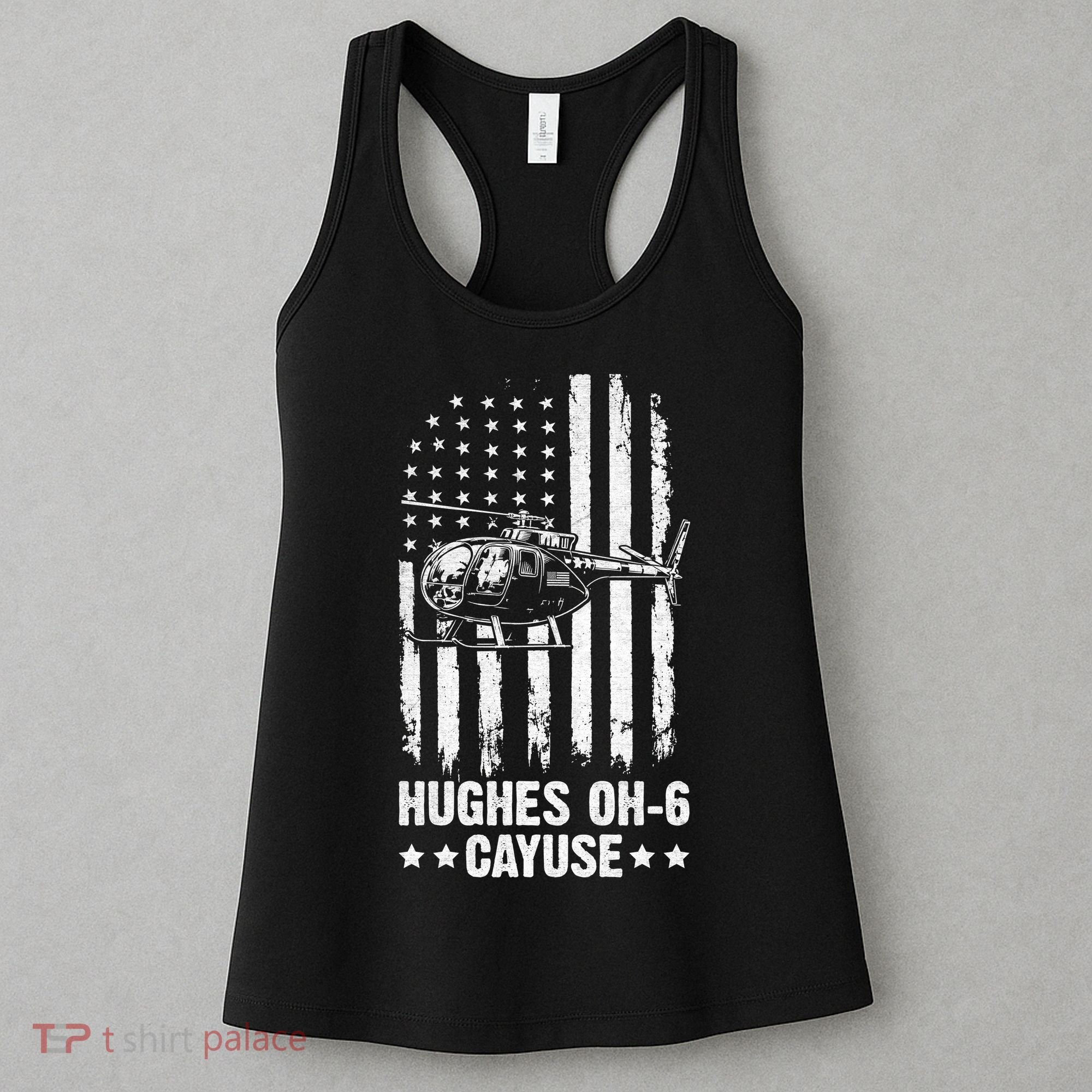 Hughes OH-6 Cayuse American Flag Helicopter Women's Tank Top