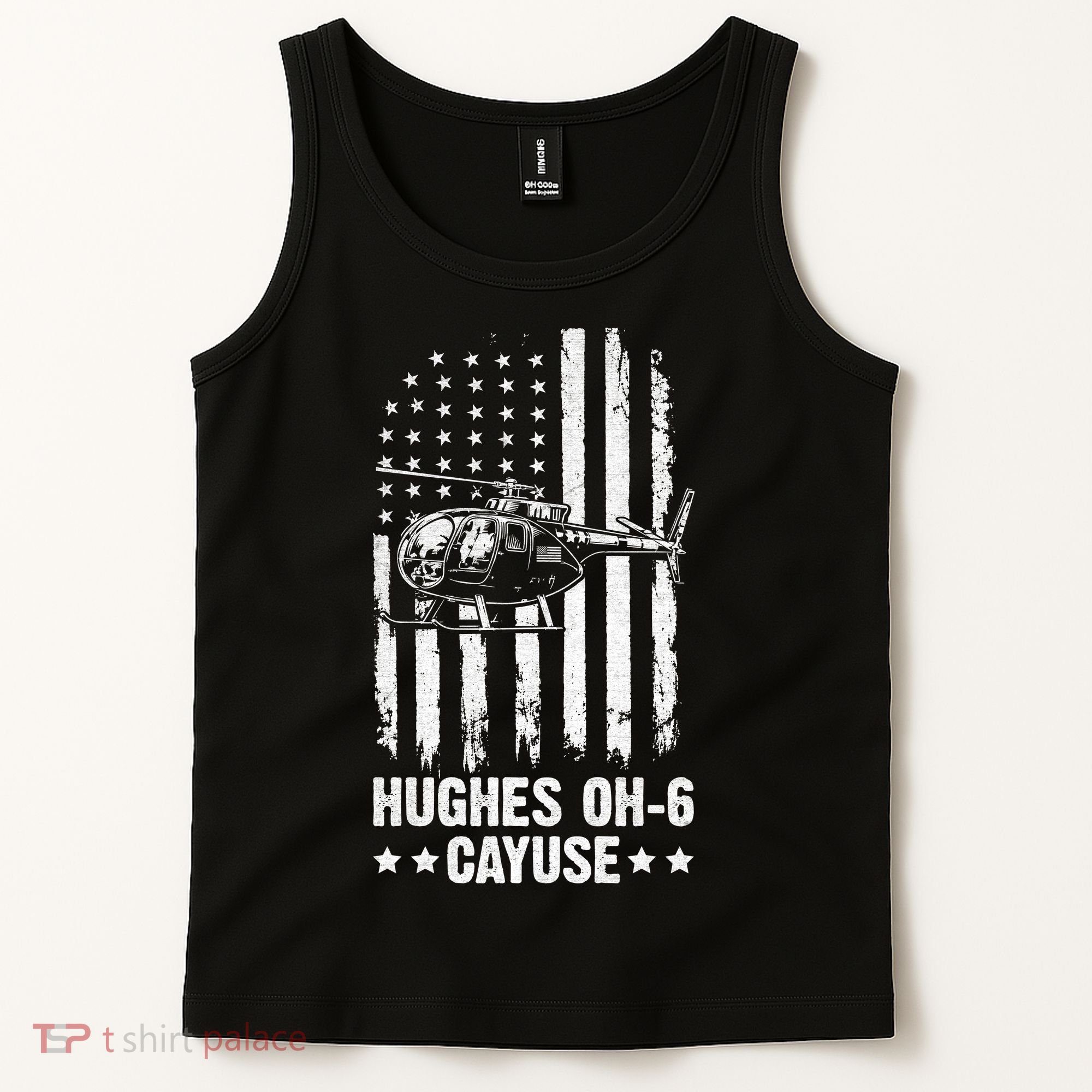 Hughes OH-6 Cayuse American Flag Helicopter Tank Top