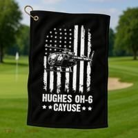 Hughes OH-6 Cayuse American Flag Helicopter Golf Towel thumb 1