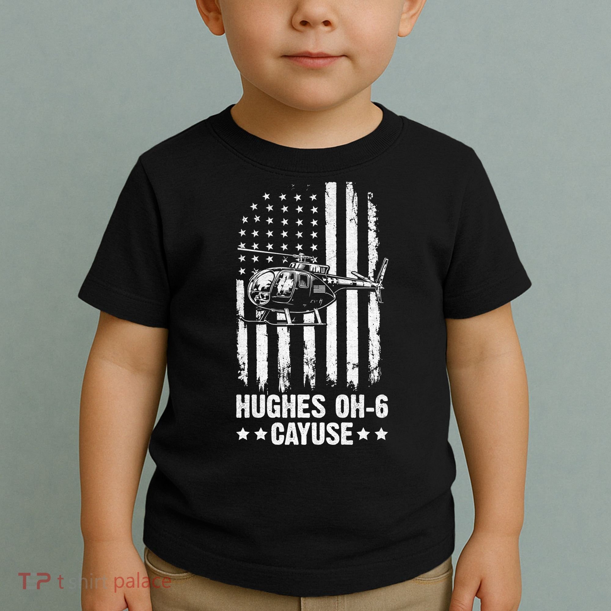 Hughes OH-6 Cayuse American Flag Helicopter Toddler T-Shirt