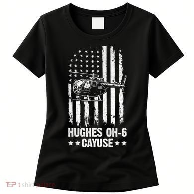 Hughes OH-6 Cayuse American Flag Helicopter Women's T-Shirt