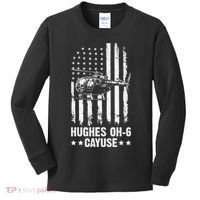 Hughes OH-6 Cayuse American Flag Helicopter Kids Long Sleeve Shirt thumb 0