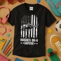 Hughes OH-6 Cayuse American Flag Helicopter Kids T-Shirt thumb 3