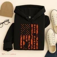 Hunter Orange Camo American Flag Deer Slayer Hoodie thumb 4