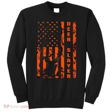Hunter Orange Camo American Flag Deer Slayer Sweatshirt