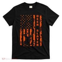 Hunter Orange Camo American Flag Deer Slayer T-Shirt thumb 0