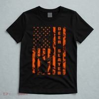 Hunter Orange Camo American Flag Deer Slayer T-Shirt thumb 5