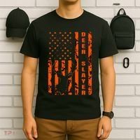 Hunter Orange Camo American Flag Deer Slayer T-Shirt thumb 6