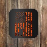 Hunter Orange Camo American Flag Deer Slayer Coaster thumb 0