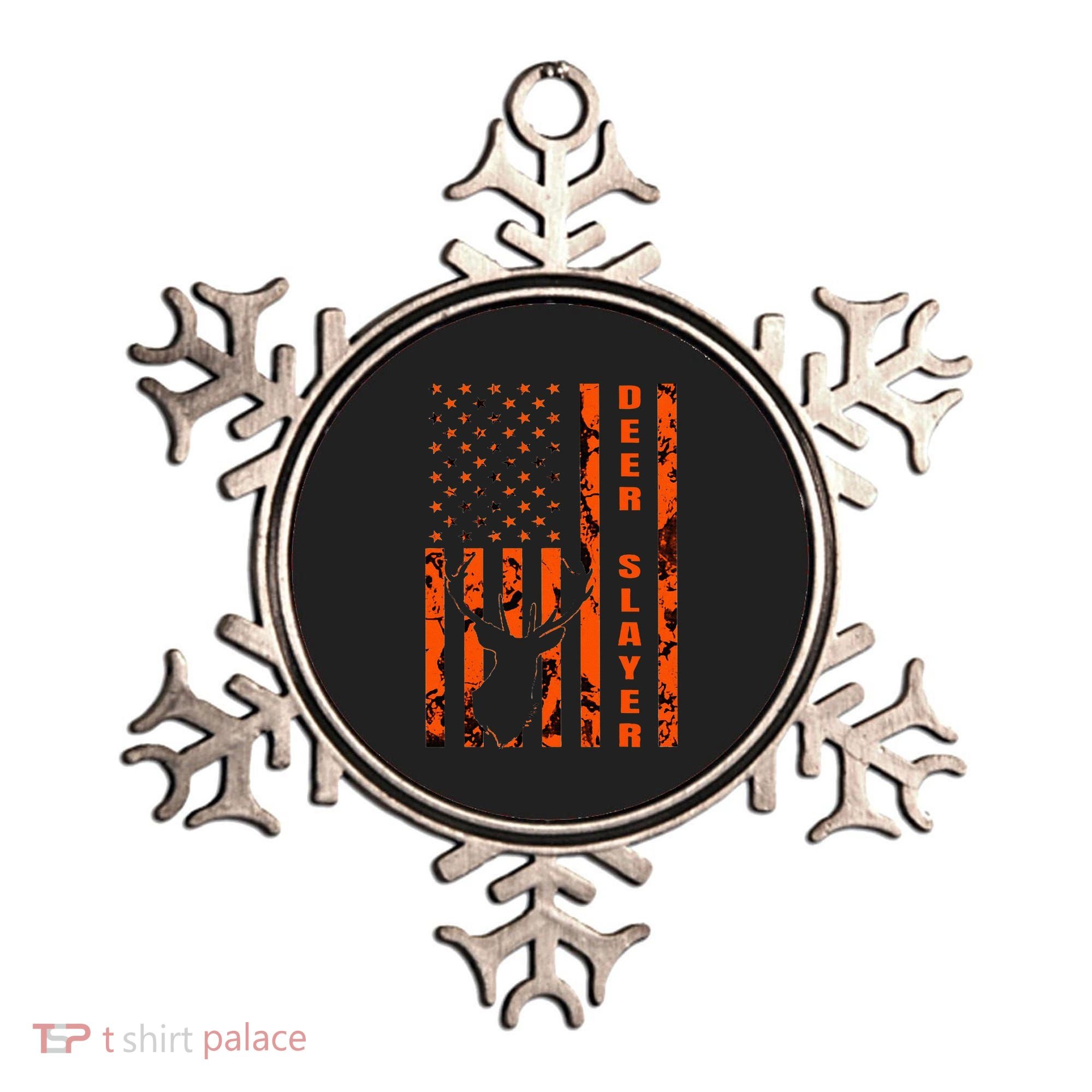 Hunter Orange Camo American Flag Deer Slayer Ornament