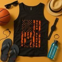 Hunter Orange Camo American Flag Deer Slayer Tank Top thumb 4