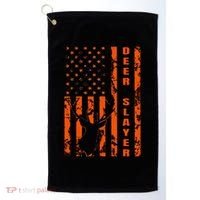 Hunter Orange Camo American Flag Deer Slayer Golf Towel thumb 0
