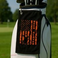 Hunter Orange Camo American Flag Deer Slayer Golf Towel thumb 2