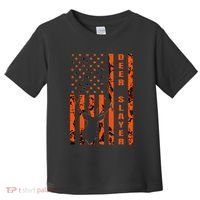 Hunter Orange Camo American Flag Deer Slayer Toddler T-Shirt thumb 0