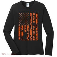 Hunter Orange Camo American Flag Deer Slayer Women's Long Sleeve Shirt thumb 0