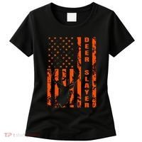 Hunter Orange Camo American Flag Deer Slayer Women's T-Shirt thumb 0