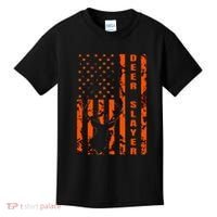 Hunter Orange Camo American Flag Deer Slayer Kids T-Shirt thumb 0