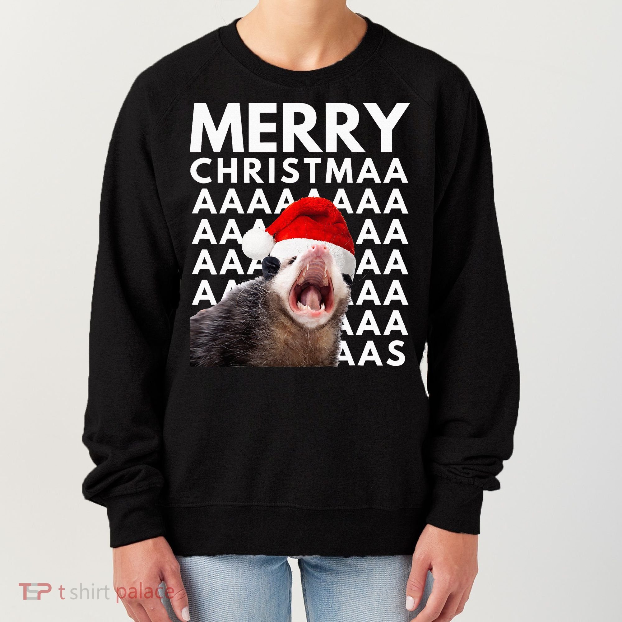 Hilarious Opossum Christmas Scream Women's Sweatshirt