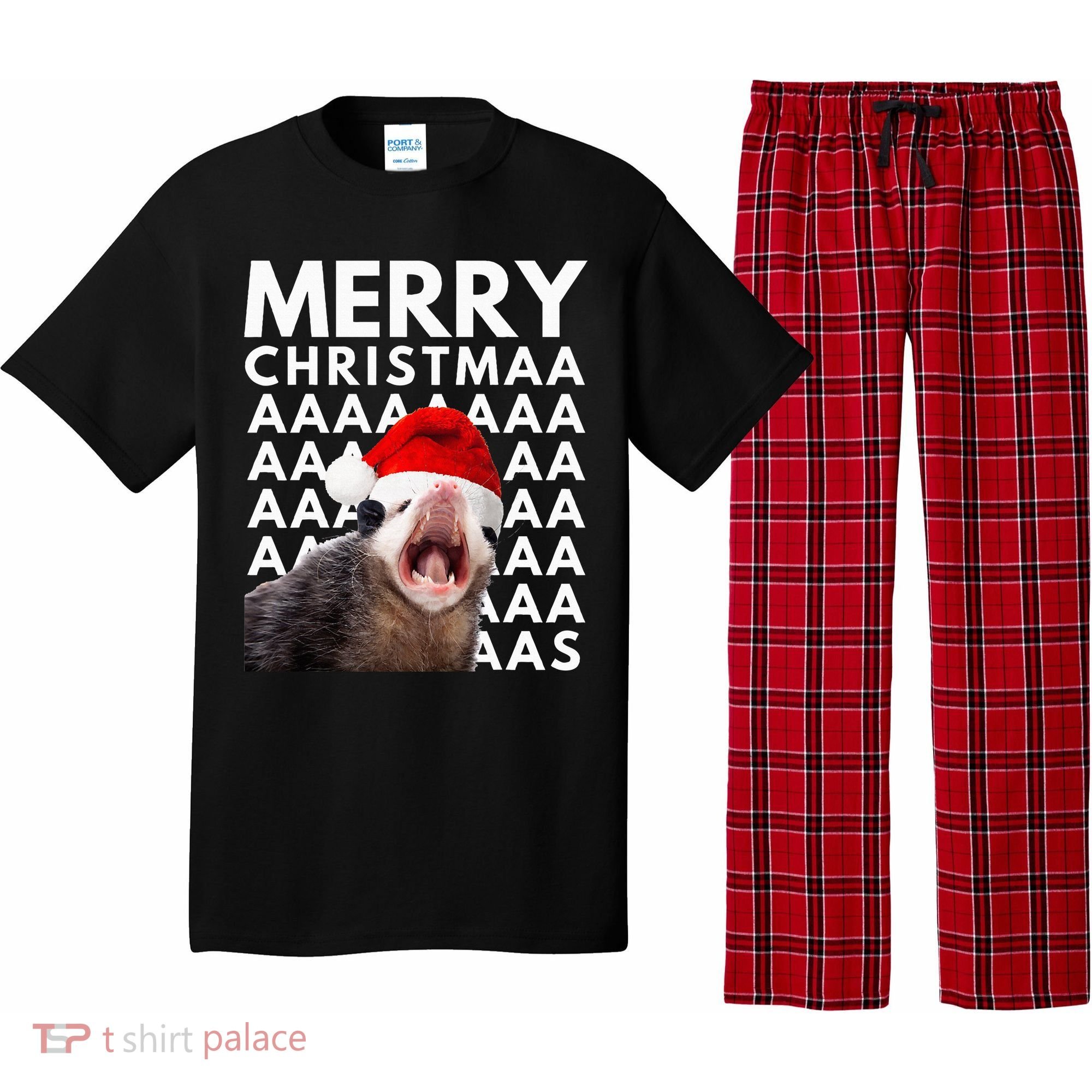 Hilarious Opossum Christmas Scream Pajama Set