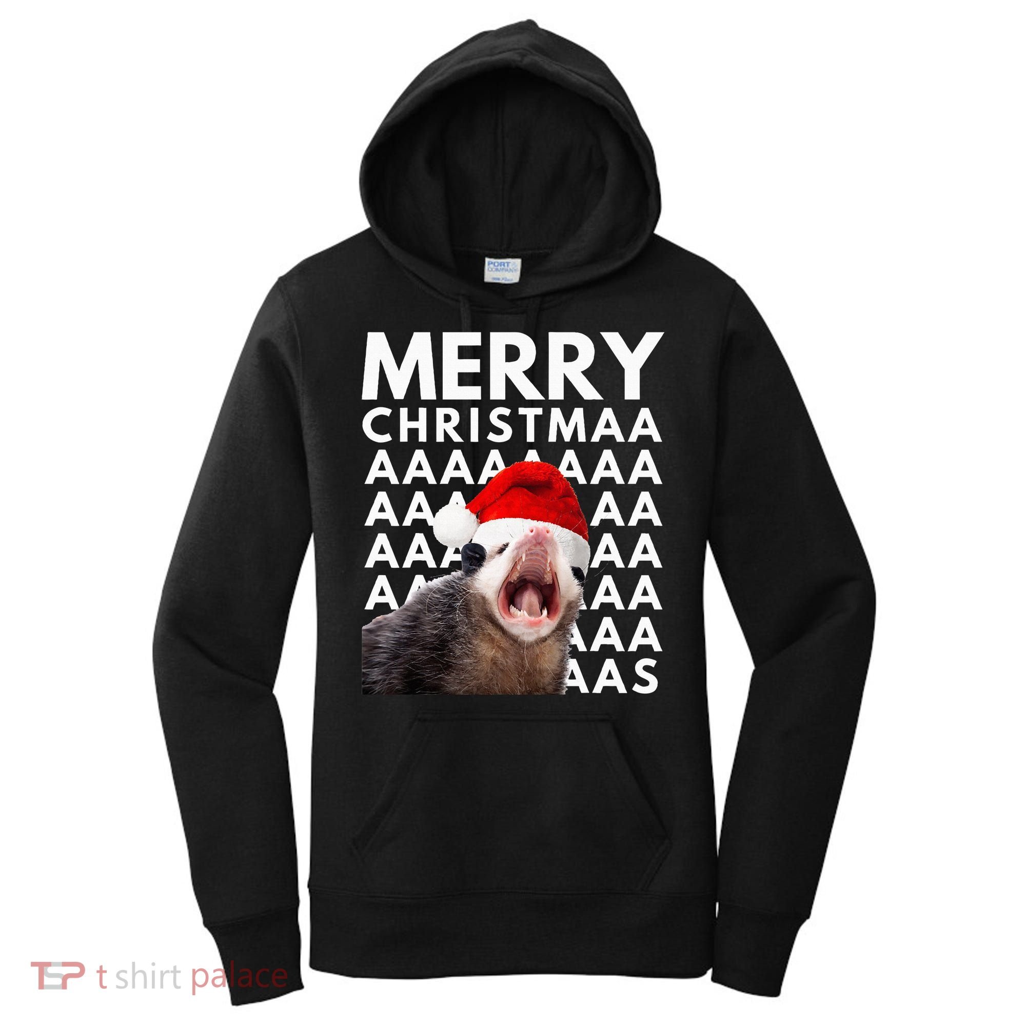 Hilarious Opossum Christmas Scream Women's Hoodie