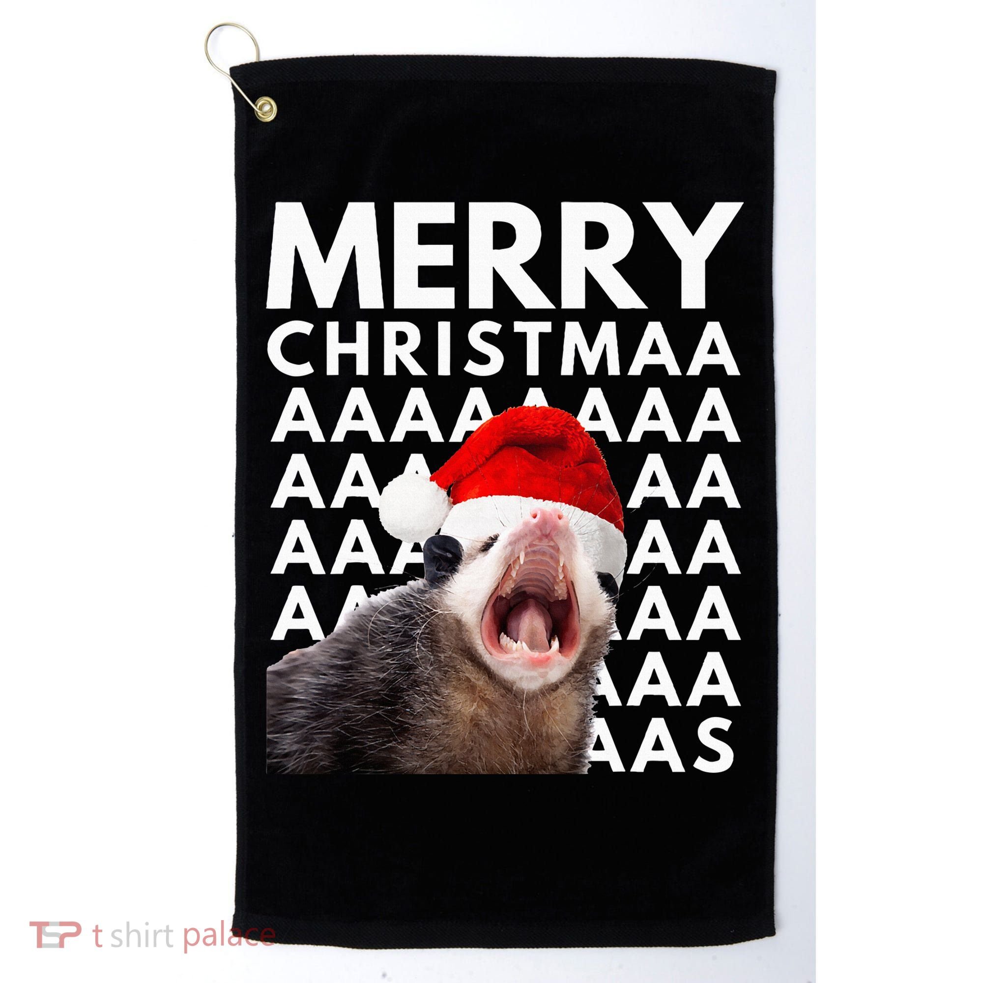 Hilarious Opossum Christmas Scream Golf Towel