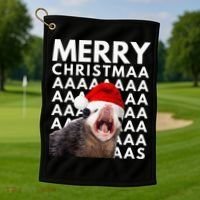 Hilarious Opossum Christmas Scream Golf Towel thumb 1